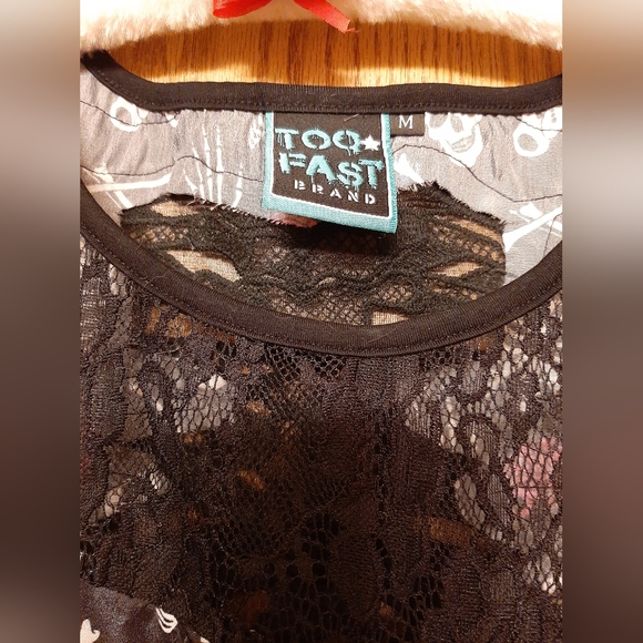 Too Fast Skull and Brain Print Mini Dress - Picture 2 of 4